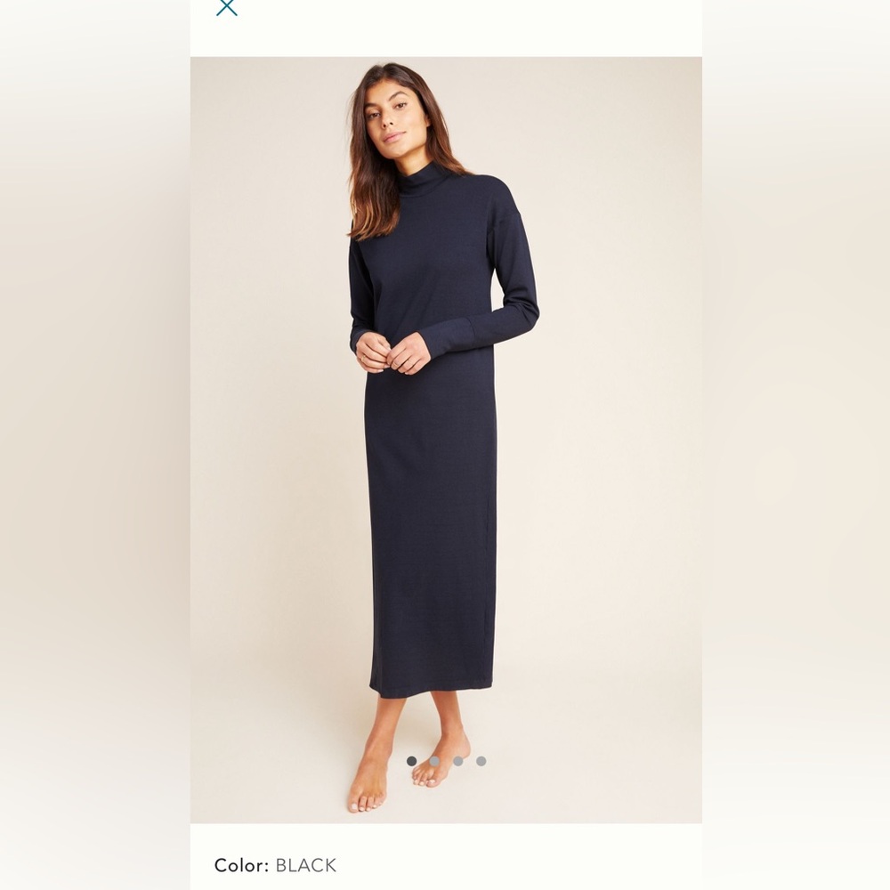 Stateside black ponte mockneck midi dress.